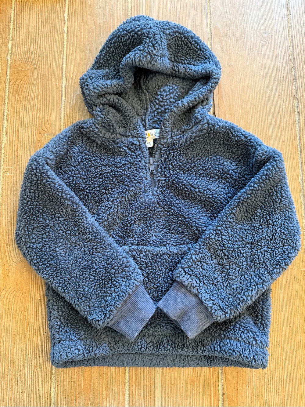 Love Glam Girl Kids Plush Hooded Sherpa Pullover - Dark Blue